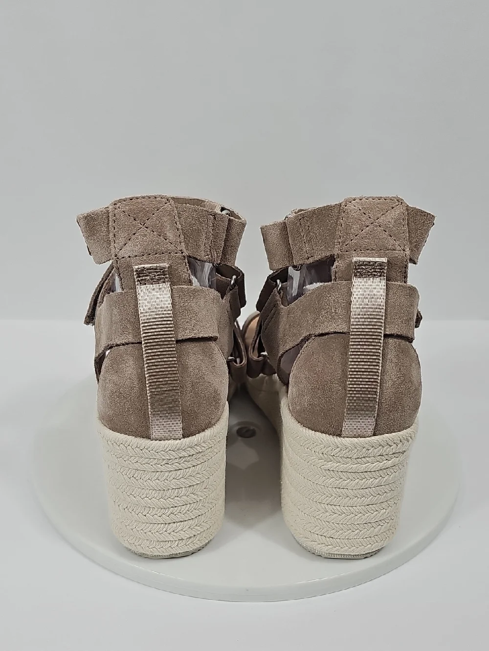 Sorel Cameron Multistrap Wedge Sandals Omega Taupe Suede NIB 11